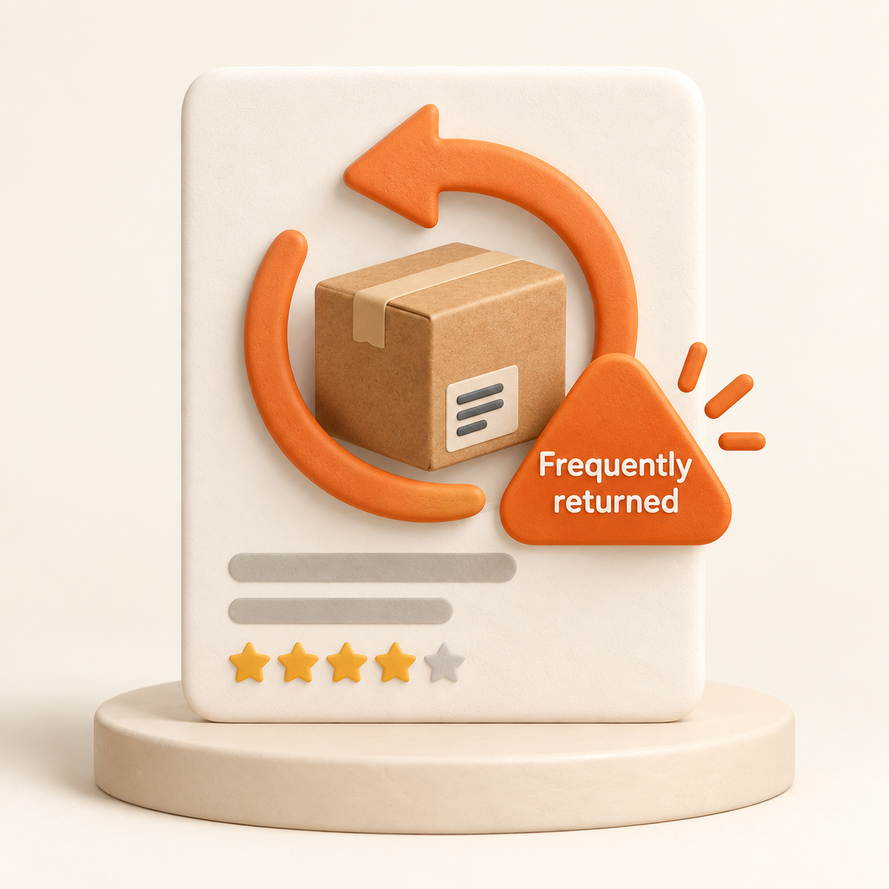 A frequently returned warning beside a parcel wrapped in return arrows